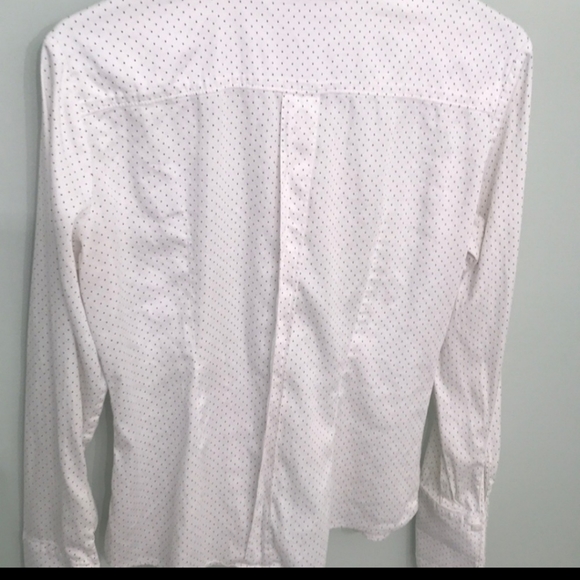 New York & Company White with Black Polka Dots Button Down Long Sleeve Medium - Picture 5 of 5